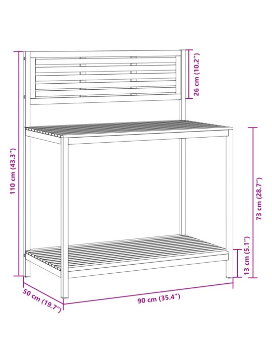 Aia töölaud, 90 x 50 x 110 cm, akaatsiapuit ja teras