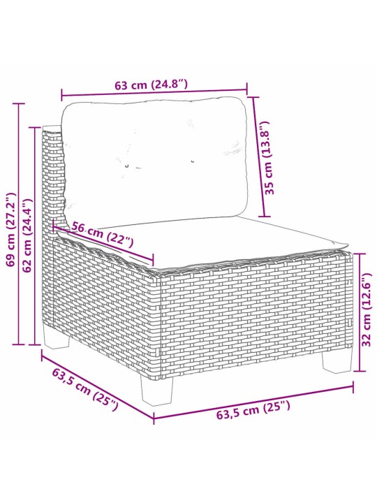 7-osaline aiadiivani komplekt patjadega, beež, polürotang