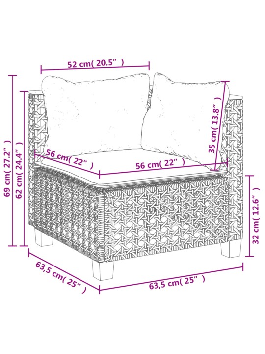 8-osaline aiadiivani komplekt patjadega, must, polürotang