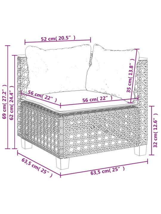 4-osaline aiadiivani komplekt patjadega, must, polürotang