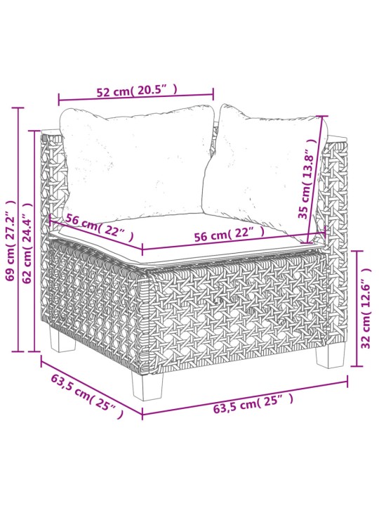 4-osaline aiamööbli komplekt patjadega, hall, polürotang