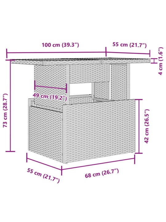 2-osaline aiamööbli komplekt patjadega, hall, polürotang/klaas