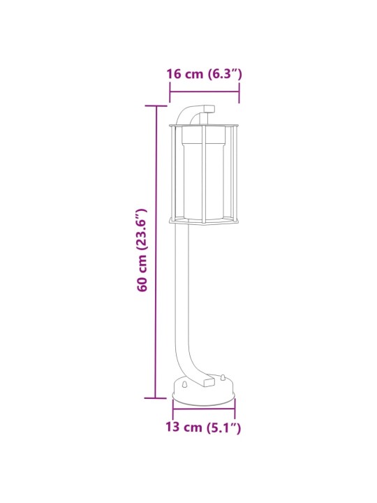 Õue lambipost, must, 60 cm, roostevaba teras