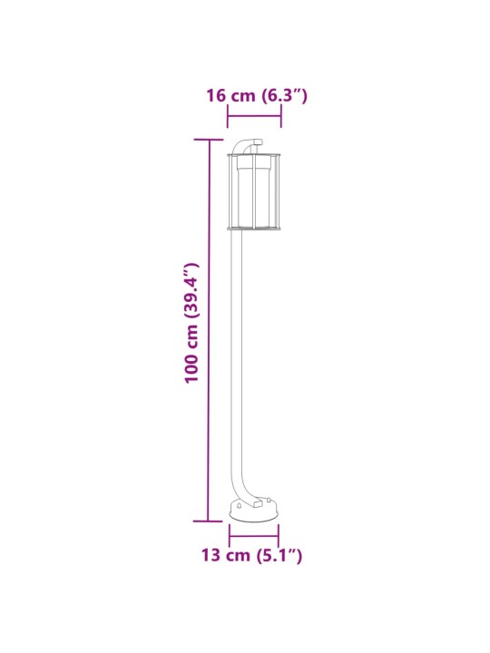 Õue lambipostid 3 tk, must, 100 cm, roostevaba teras