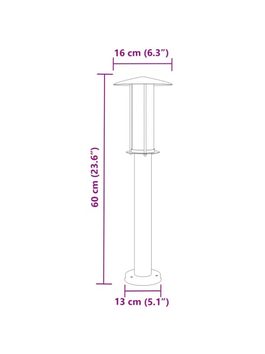 Õue lambipostid 3 tk, hõbedane, 60 cm, roostevaba teras