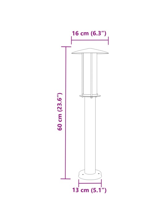 Õue lambipostid 3 tk, must, 60 cm, roostevaba teras