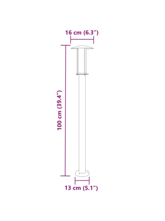 Õue lambipost, must, 100 cm, roostevaba teras