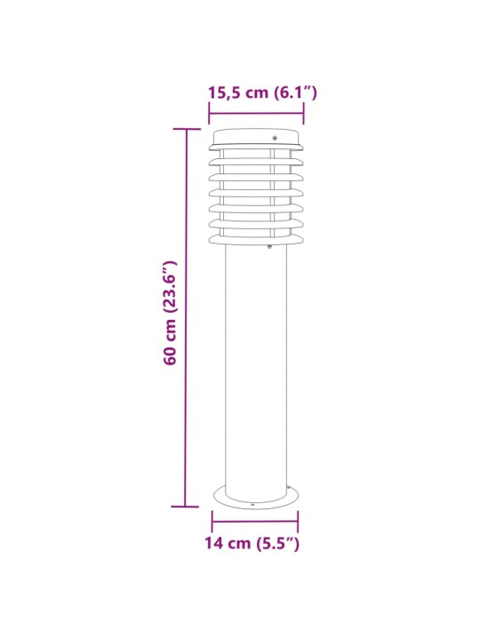 Õue lambipost, hõbedane, 60 cm, roostevaba teras