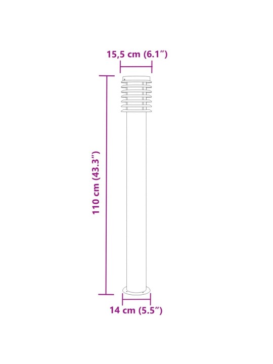 Õue lambipost, hõbedane, 110 cm, roostevaba teras