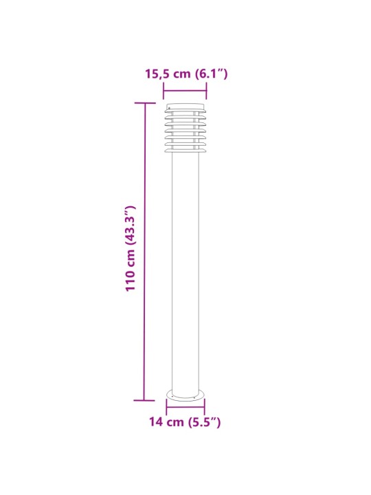 Õue lambipost, must, 110 cm, roostevaba teras