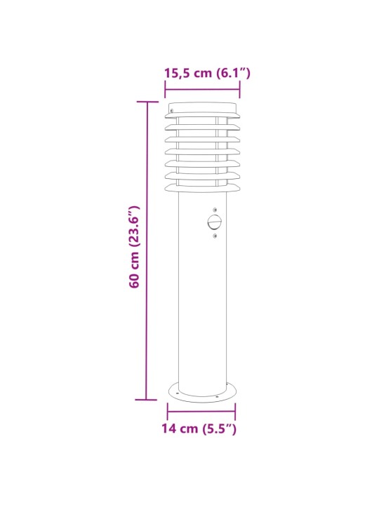 Anduriga aia lambipostid 3 tk, must, 60 cm, roostevaba teras