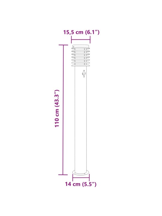 Anduriga aia lambipostid 3 tk, must, 110 cm, roostevaba teras