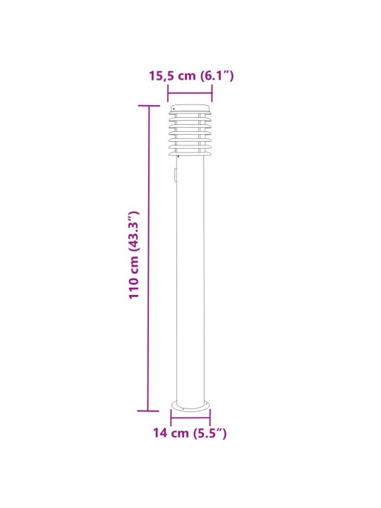 Pistikupesaga õue lambipost, hõbedane, 110 cm, roostevaba teras