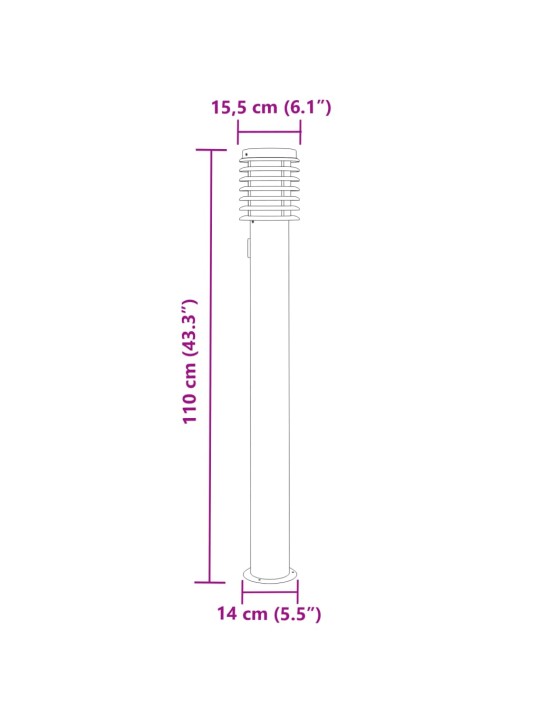 Pistikupesaga õue lambipostid 3 tk, hõbedane, 110 cm, teras