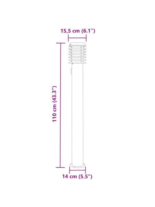 Pistikupesaga õue lambipost, must, 110 cm, roostevaba teras