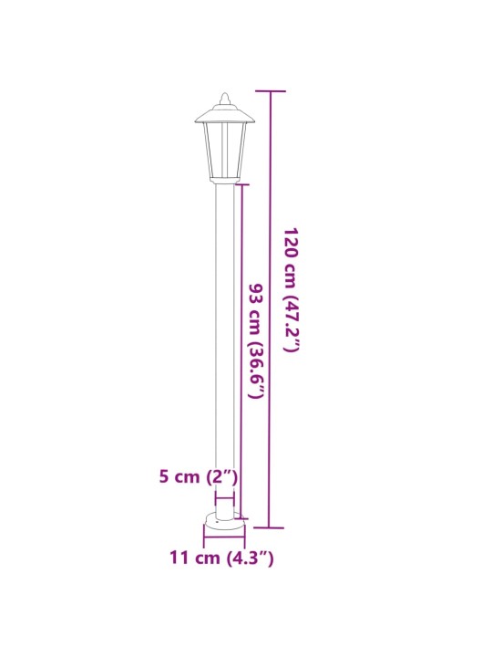 Õue lambipostid 3 tk, hõbedane, 120 cm, roostevaba teras