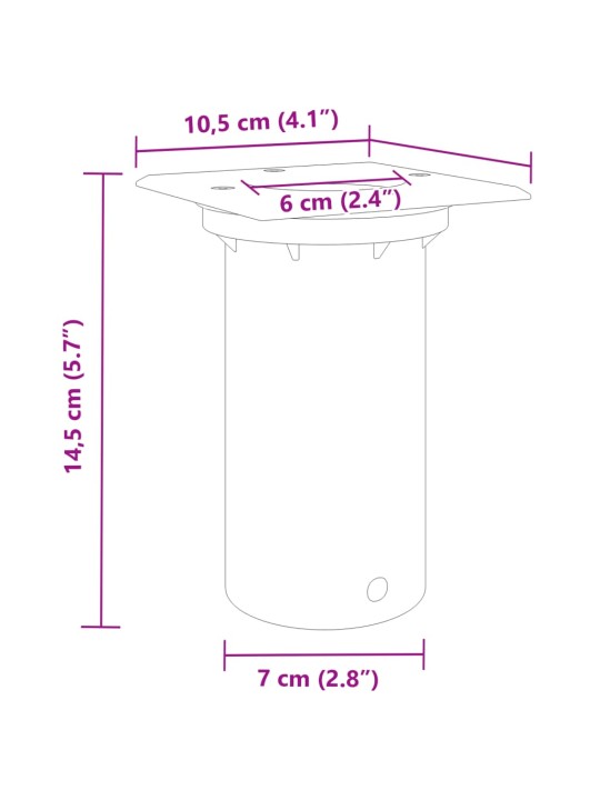 Süvistatav välivalgusti kandiline must 10,5x10,5 cm alumiinium