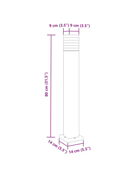 Aia lambipostid 3 tk, must, 80 cm, alumiinium