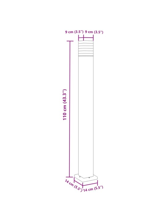 Aia lambipostid 3 tk, must, 110 cm, alumiinium