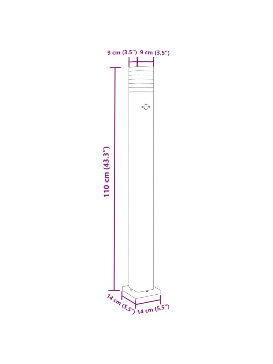 Anduriga aia lambipostid 3 tk, must, 110 cm, alumiinium