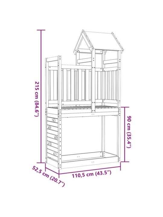 Mängutorn ronimisseinaga, 110,5 x 52,5 x 215 cm, ebatsuuga puit