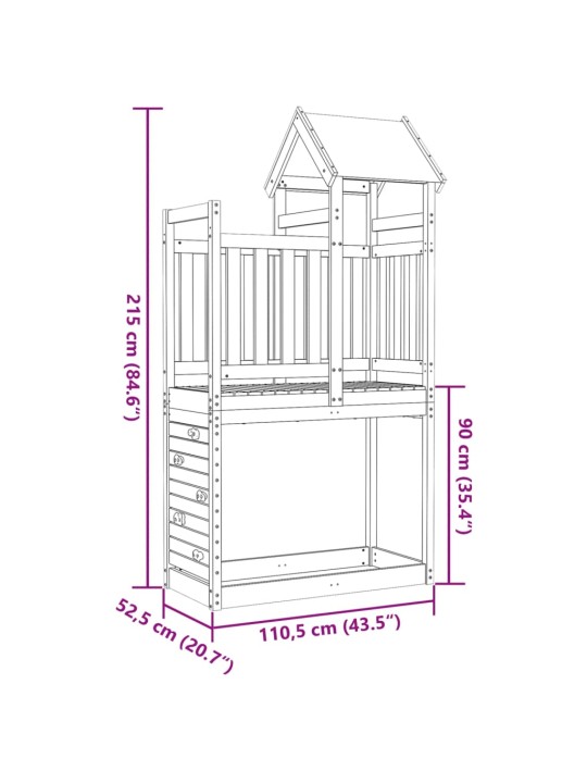 Mängutorn ronimisseinaga, 110,5x52,5x215 cm immutatud männipuit