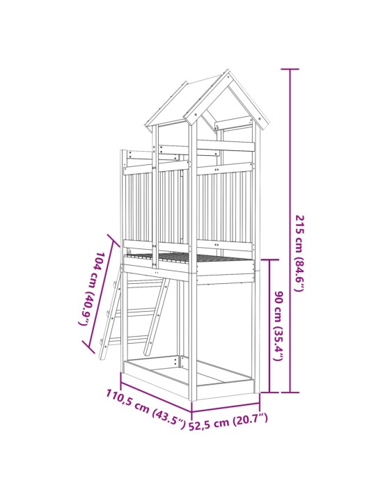 Mängutorn redeliga, 110,5 x 52,5 x 215 cm, immutatud puit