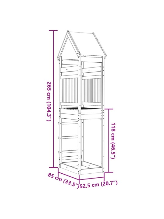 Mängutorn, 85 x 52,5 x 265 cm, immutatud männipuit