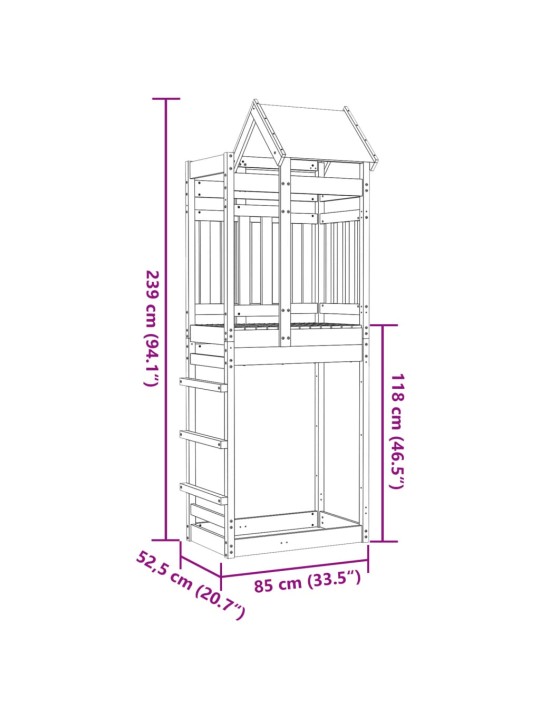 Mängutorn, 85x52,5x239 cm, immutatud männipuit