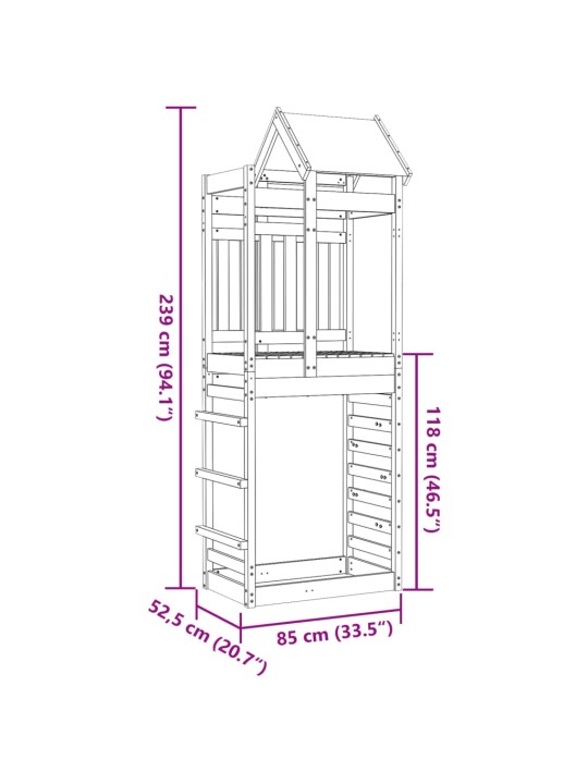 Mängutorn ronimisseinaga, 85 x 52,5 x 239 cm, männipuit