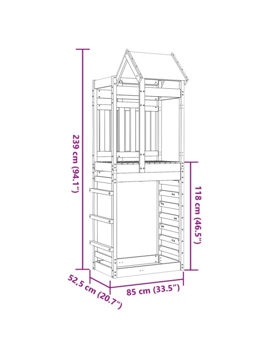 Mängutorn ronimisseinaga, 85x52,5x239 cm, immutatud männipuit