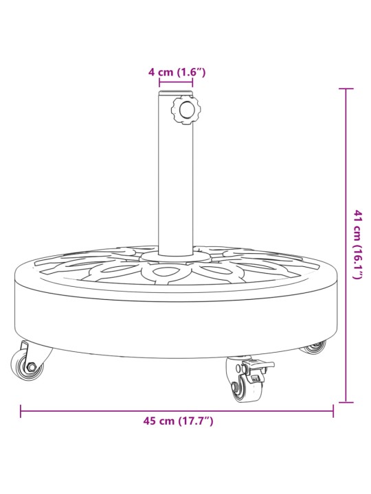 RATASTEGA PÄIKESEVARJU ALUS, Ø38/48 MM POSTILE, 27 KG ÜMMARGUNE