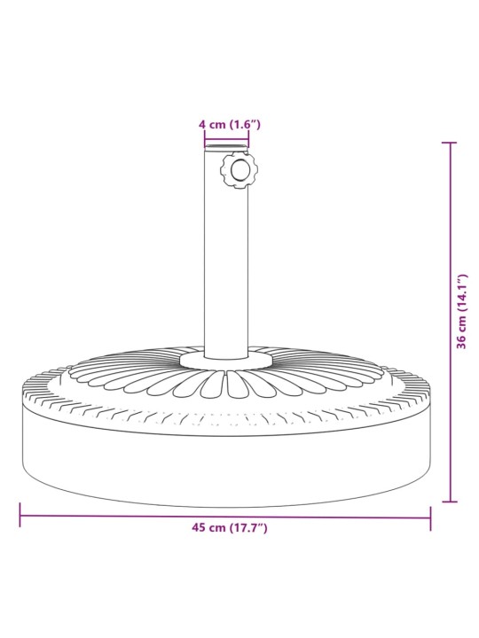 Päikesevarju alus, ø38 / 48 mm postile, 25 kg, ümmargune