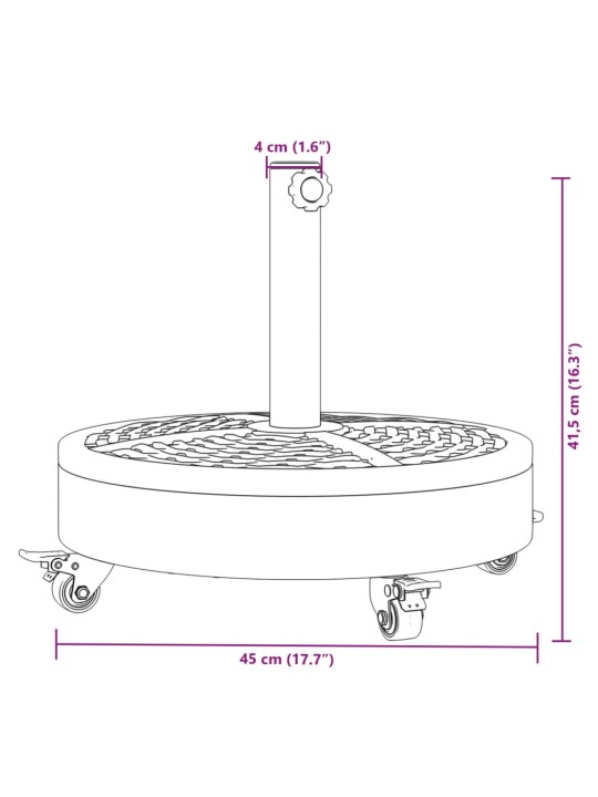 RATASTEGA PÄIKESEVARJU ALUS, Ø38/48 MM POSTILE, 27 KG ÜMMARGUNE