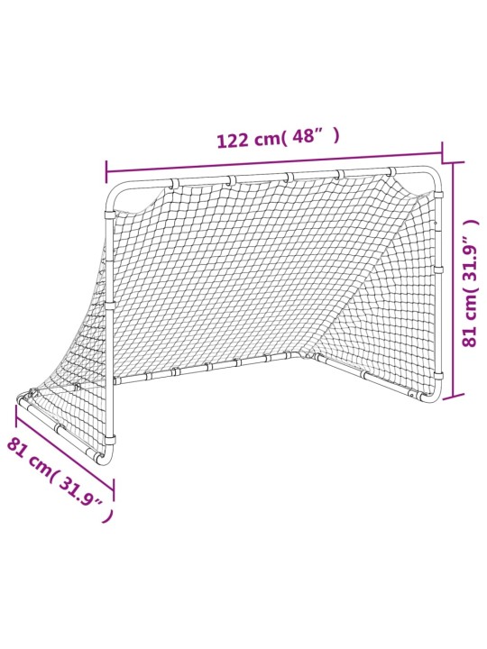 Jalgpallivärav, valge, 122 x 81 x 81 cm,teras
