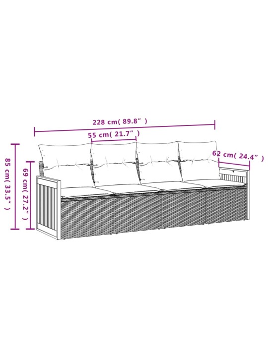 4-osaline aiamööbli komplekt patjadega, hall, polürotang