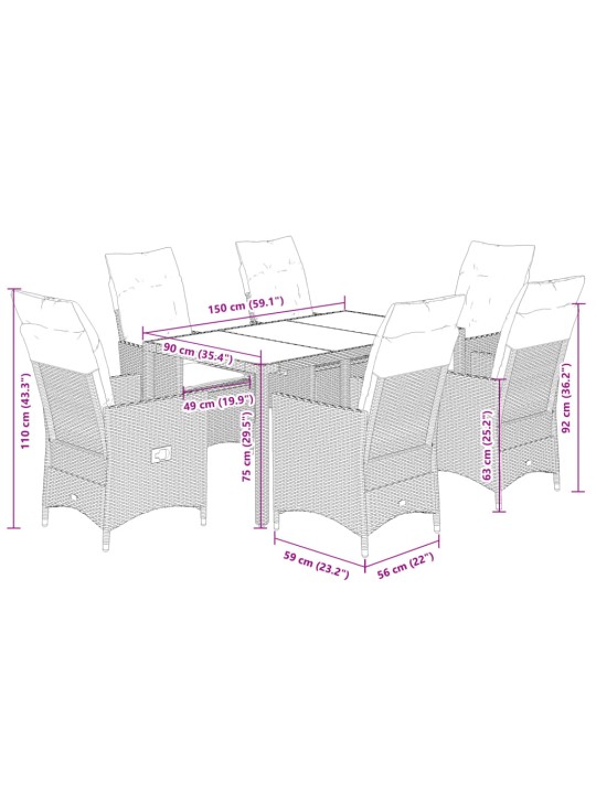 7-OSALINE AIAMÖÖBLI KOMPLEKT PATJADEGA, HALL, POLÜROTANG