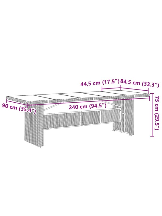 9-osaline aia bistrookomplekt patjadega, pruun, polürotang