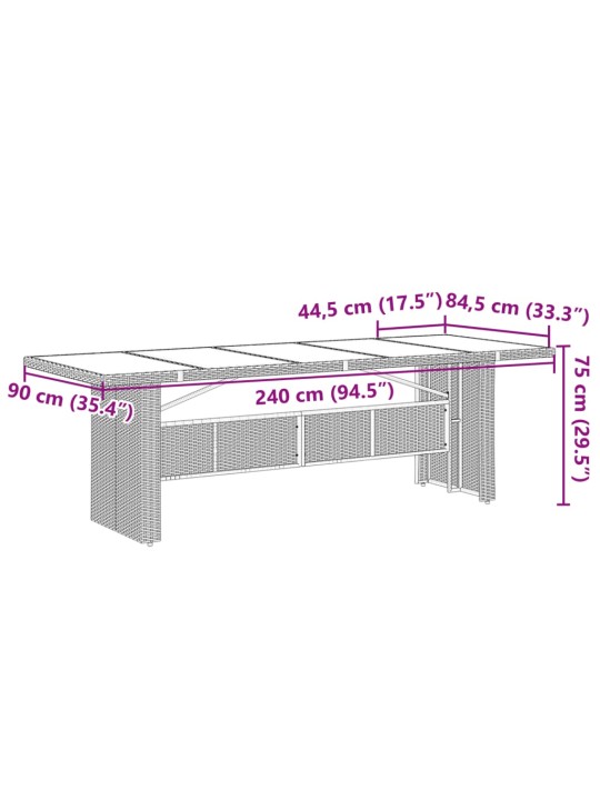 11-osaline aia bistrookomplekt patjadega, hall, polürotang