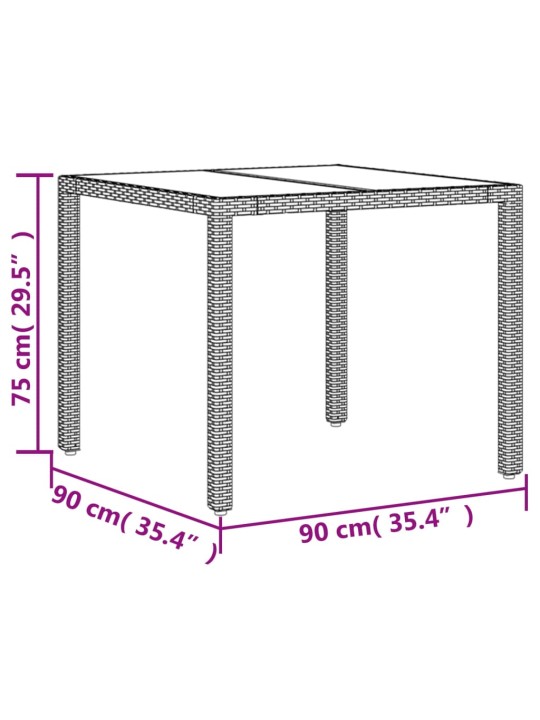 3-osaline aiamööbli komplekt patjadega, must, polürotang/klaas