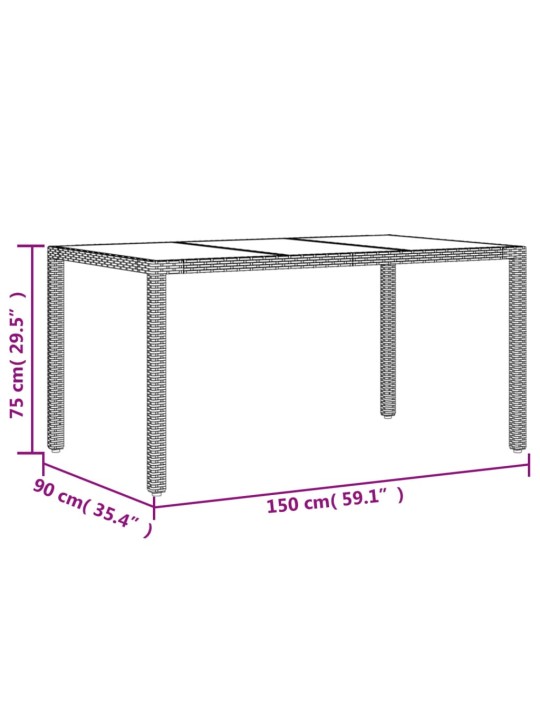 5-osaline aiamööbli komplekt patjadega, must, polürotang/klaas