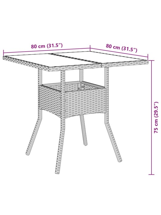 5-osaline aiamööbli komplekt patjadega, pruun, polürotang/klaas