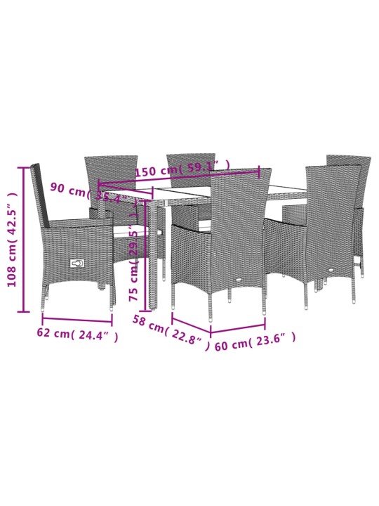 7-osaline aiamööbli komplekt patjadega, beež, polürotang