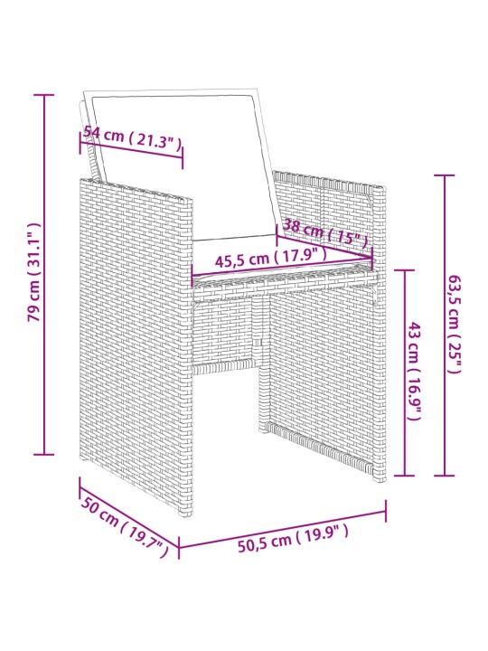 5-osaline aiamööbli komplekt patjadega, hall, polürotang