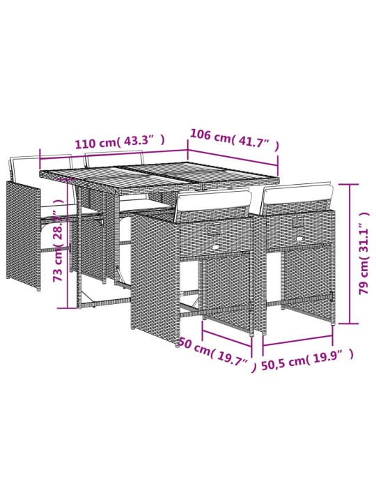 5-osaline aiamööbli komplekt patjadega, beež, polürotang