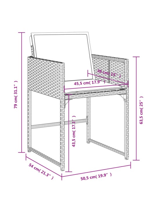 5-osaline aiamööbli komplekt patjadega, helehall, polürotang