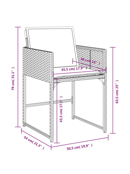 9-osaline aiamööbli komplekt patjadega, helehall, polürotang