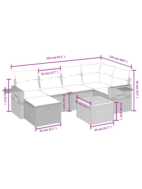 7-osaline aiadiivani komplekt patjadega, beežid toonid
