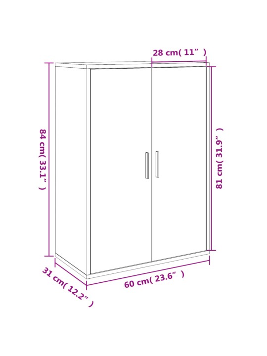 Puhvetkapid 2 tk, valge, 60 x 31 x 84 cm, tehispuit