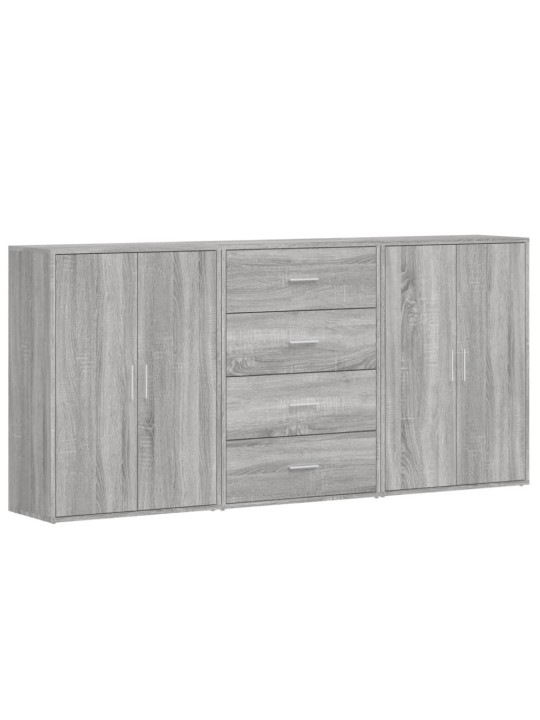 Puhvetkapid 3 tk, hall sonoma tamm, 60 x 31 x 84 cm, tehispuit
